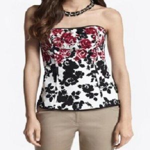 White House Black Market Floral Bustier Top Size 2